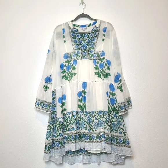 Tuckernuck Juliet Dunn White Poppy Flared Sleeve Dress Size XL - Picture 5 of 13